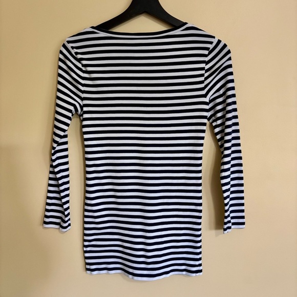 J. Crew| Casual Navy & White Striped Soft Long Sleeve Cotton Tee Shirt Sz Small - Picture 3 of 6